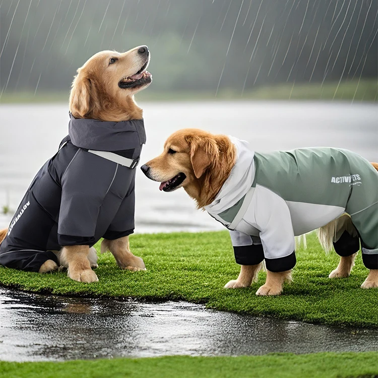 

Luxury Reflective Large Dog Pet Raincoat Modern Waterproof Pet Clothing For Winter Summer Spring Protective Sport Style XL Size