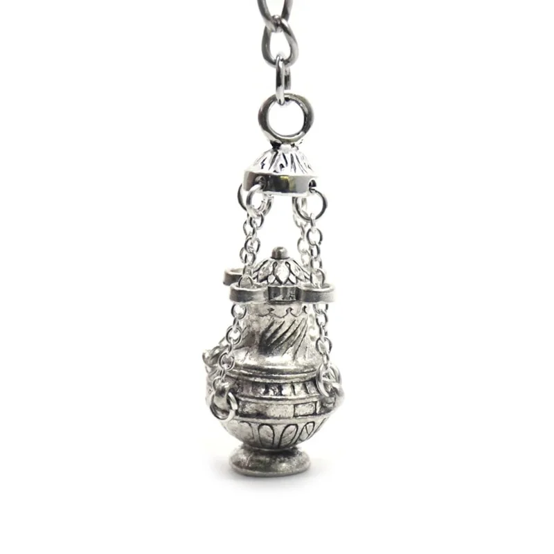 Porte-clés brûleur d'encens chrétien, porte-clés religieux, pendentif de voiture, porte-clés cadeau, accessoires de sac à main