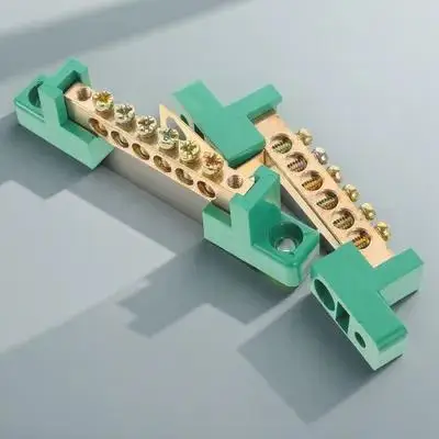 

2pcs Copper Ground Bus Bar 6 Terminal Positions Electrical Grounding Strip Heavy Duty Ground Bar Kit for Distribution Box