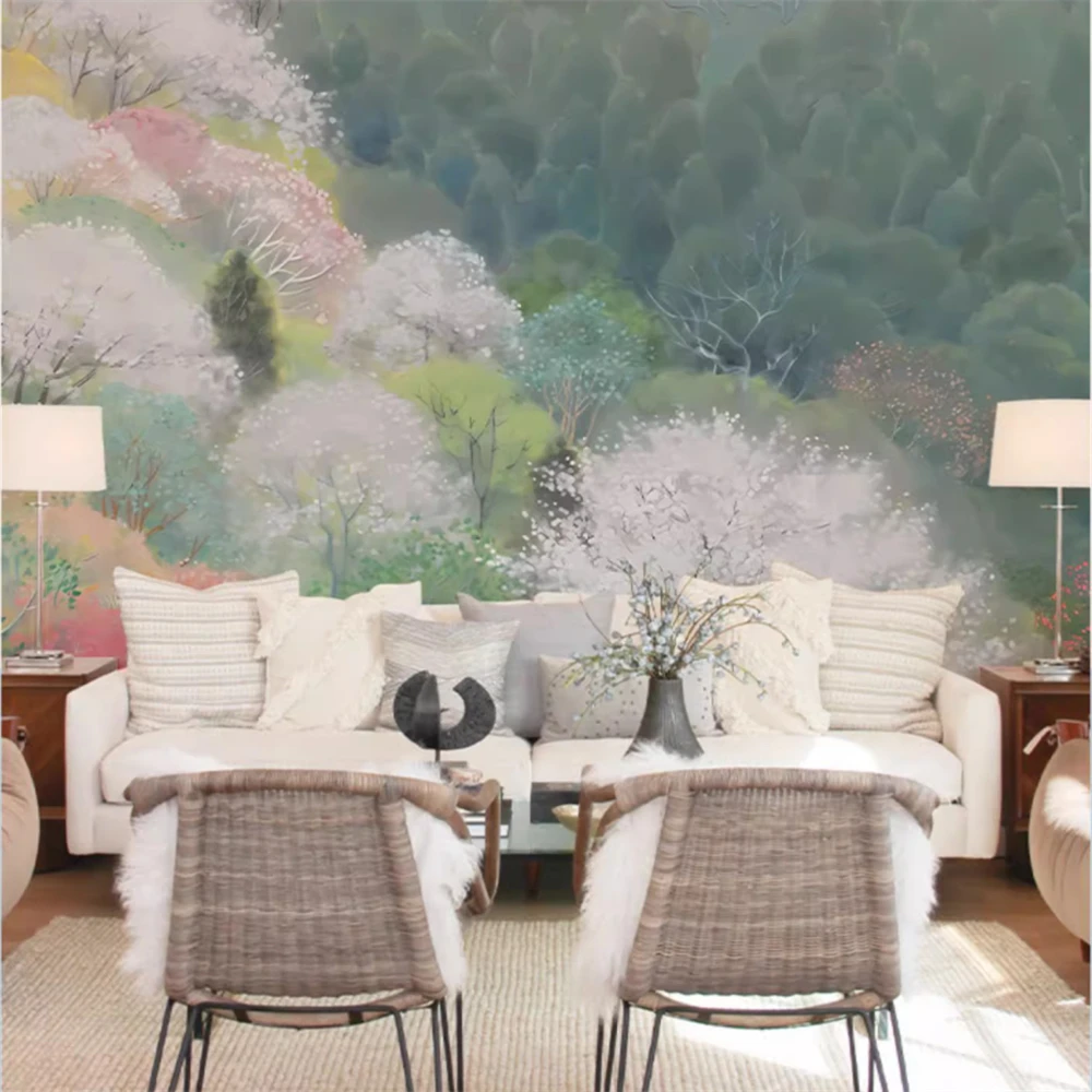 custom Mountain forest wallpaper for living room TV sofa background wall wallpaper bedroom entrance mural 3D Stickers home decor