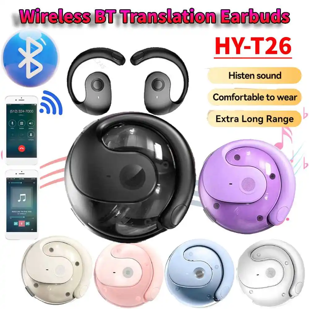 Wireless BT AI Real-time Language Translation Earphones Translator Headphones Noise Cancelling Earphone Open-Ear Headphones