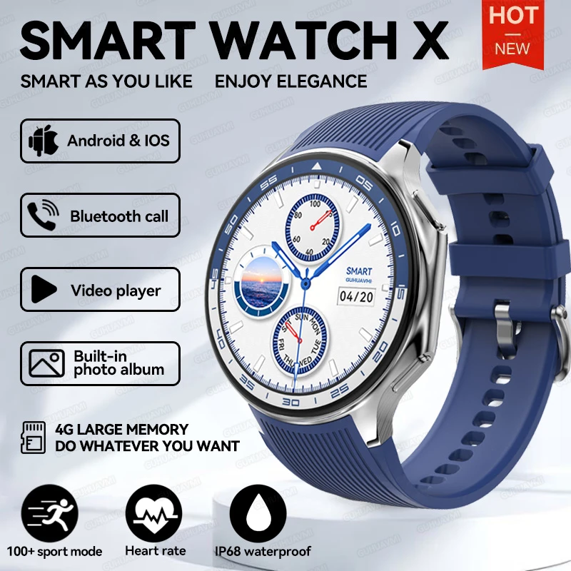 GUHUAVMI 2024NEW DT Watch X Smart Watch Player 3D AOD Modus Wasserdichte Smartwatch Armbanduhr 4GB Amoled Bildschirm Video Musik drahtlose Ladung 4