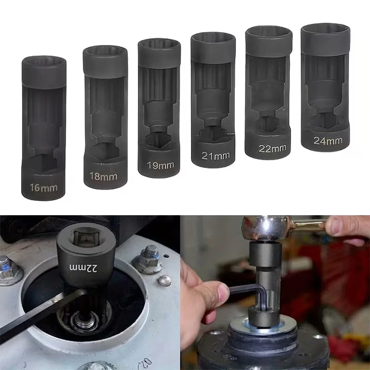 

Strut Nut Socket 12 Point 1/2'' Drive Suspension Strut Socket Tool Car Repair Tool (24mm Black) Suspension Strut Socket Tool