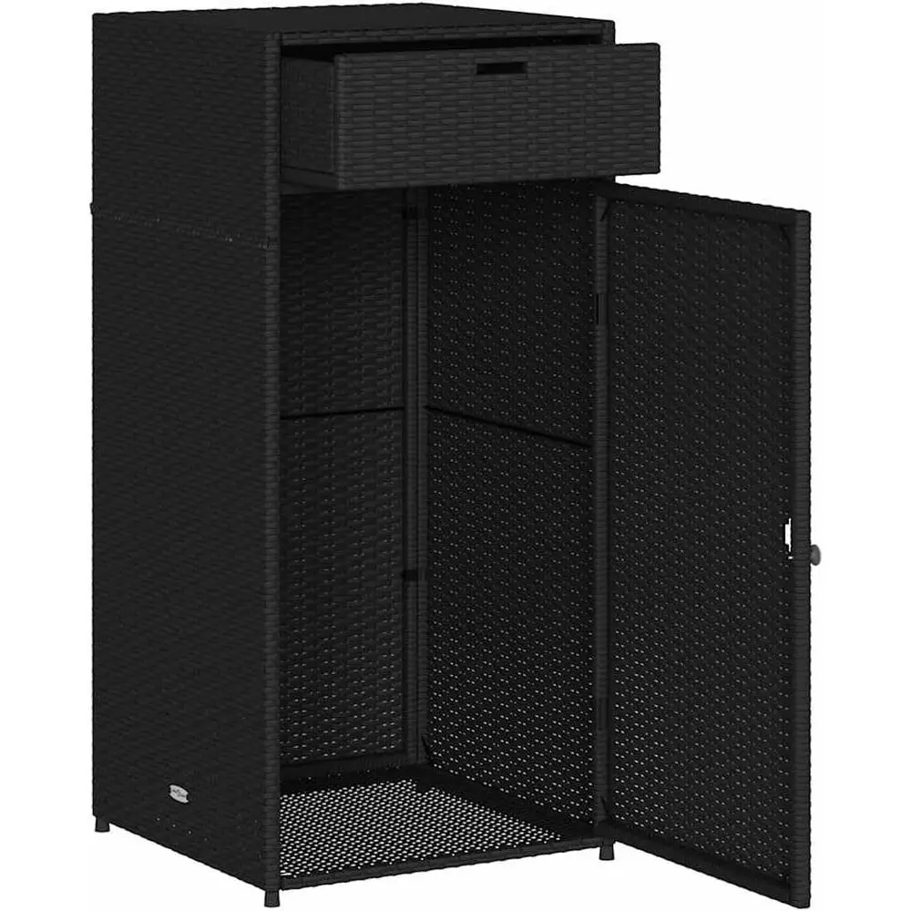 

Всепогодный уличный ящик для хранения на террасе с магнитной застежкой, из ротанга PE, с полками и отсеком для инструментов, черный, 21.7x21.7x43.7 дюймов