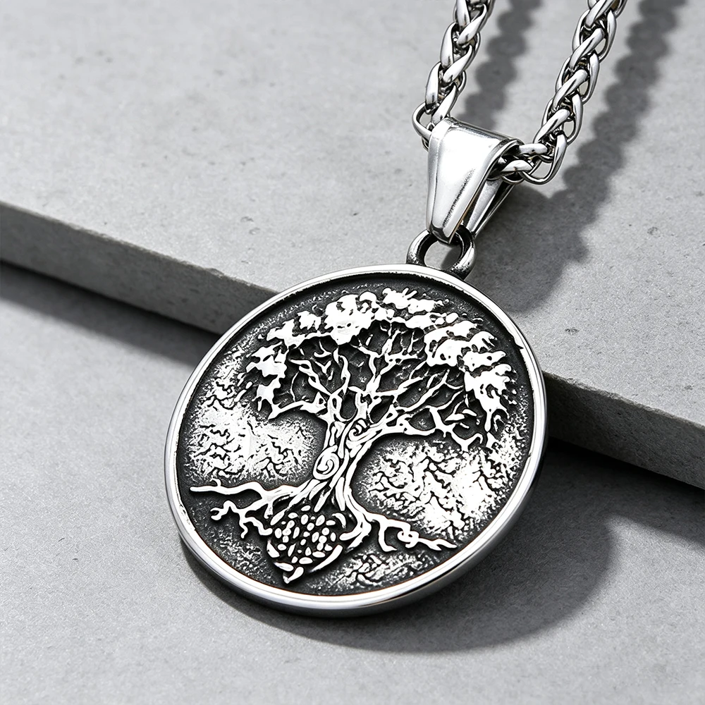 Viking Tree of Life Pendant Necklace Unisex Ancient Norse Wisdom Talisman Stainless Steel Jewelry Gift Dropshipping