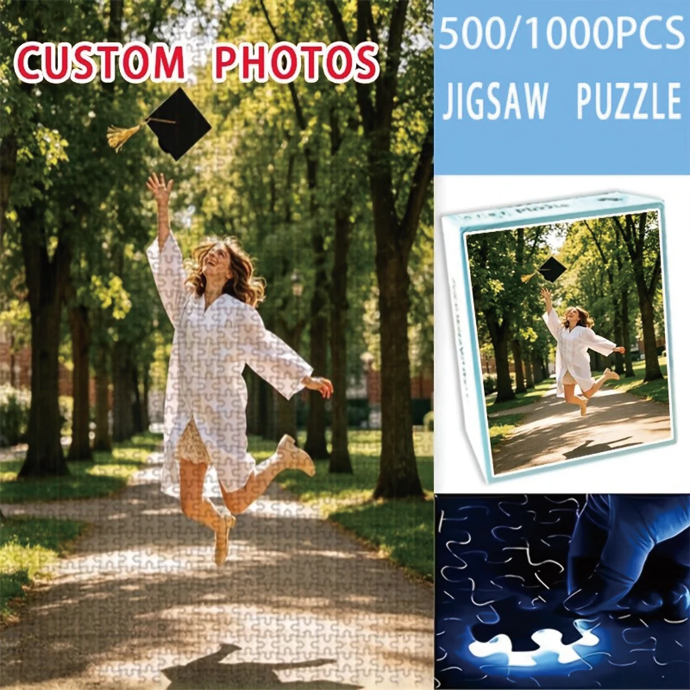 35/300/500/1000pcs Personalized Custom Photo Puzzle Couple Photos Multiple Sizes Available