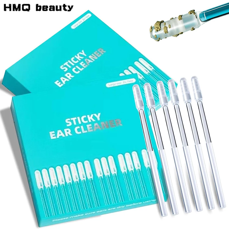 120/24pcs Disposable Sticky Ear Swabs Pick Reusable Ear Cleaner Soft Ear Wax Removal Tools Earwax Remover for Olders Adult Kid