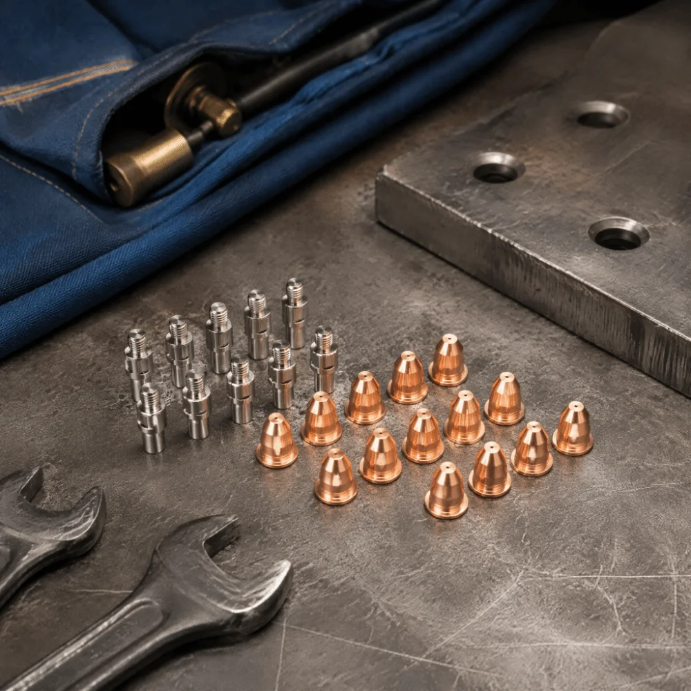 20pcs 45A Kit Plasma Cutter Electrode 0.9mm Aperture 0.039'' Aperture Plasma Cutter Consumables Kit Stand-Off Cap 0.8mm Aperture