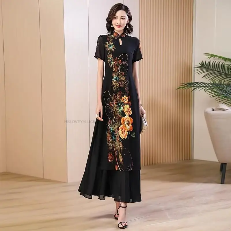 

Chinese Dress Qipao Oriental Party Qipao Dress Style Modern Cheongsam Embroidery Vintage A Line Cheongsam Dress