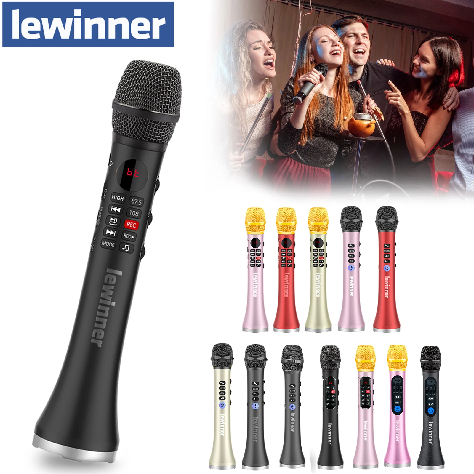 

Lewinner L-Series Karaoke Microphone Wireless Speaker 15-30W Portable Bluetooth microphone for phone support record TF play