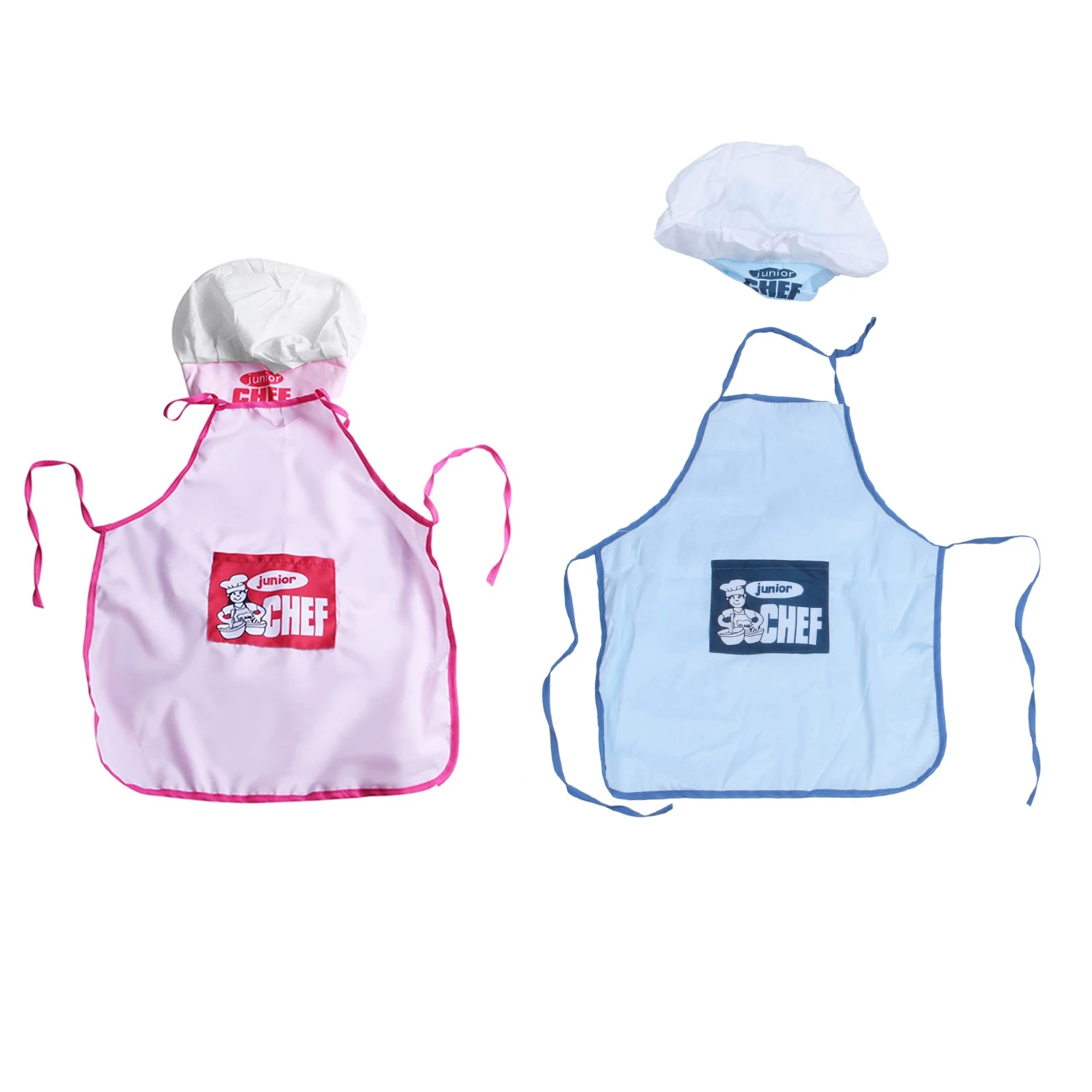 finefine Childs Kids Chef Hat Apron Cooking Baking Boy Girl Chefs Junior Gift (Pink)
