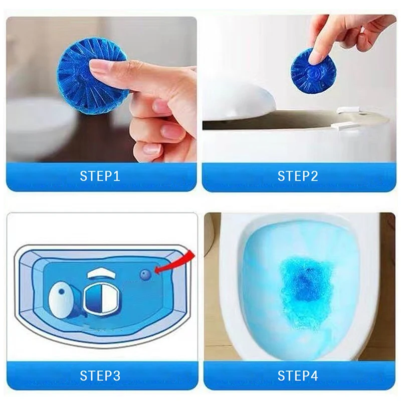 Blue Auto Flush Toilet Cleaner Tablets Bulk Long Lasting Bubble Freshener Discs For Bathroom Restroom WC Hygiene Maintenance view 3