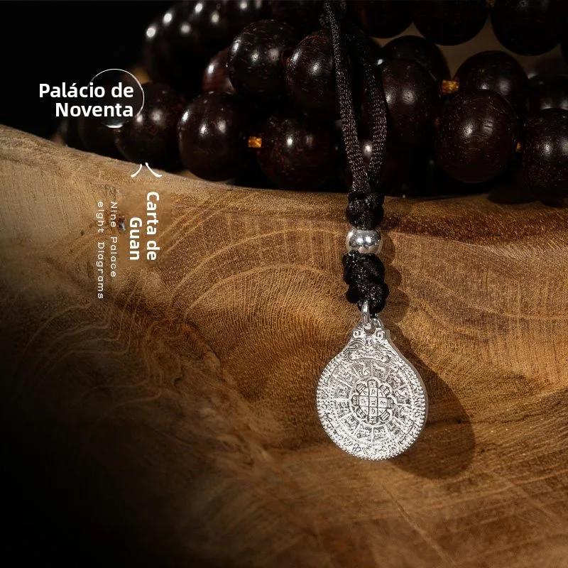 couple's-necklace-ethnic-style-s925-silver-eight-trigrams-pendant-star-moon-padauk-buddha-beads-lucky-charm-fashion-jewelry