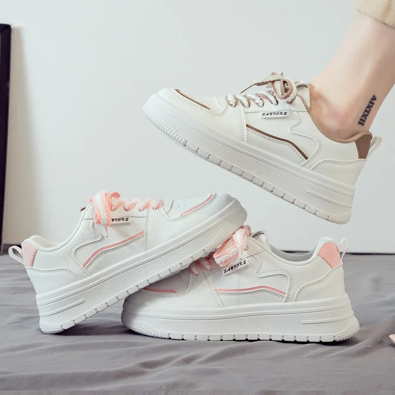 Baskets de Course à Plateforme pour Femme, Chaussures de Tennis, de Marche, Épaisses, Blanches, Décontractées, à Enfiler, Canisées, 2023