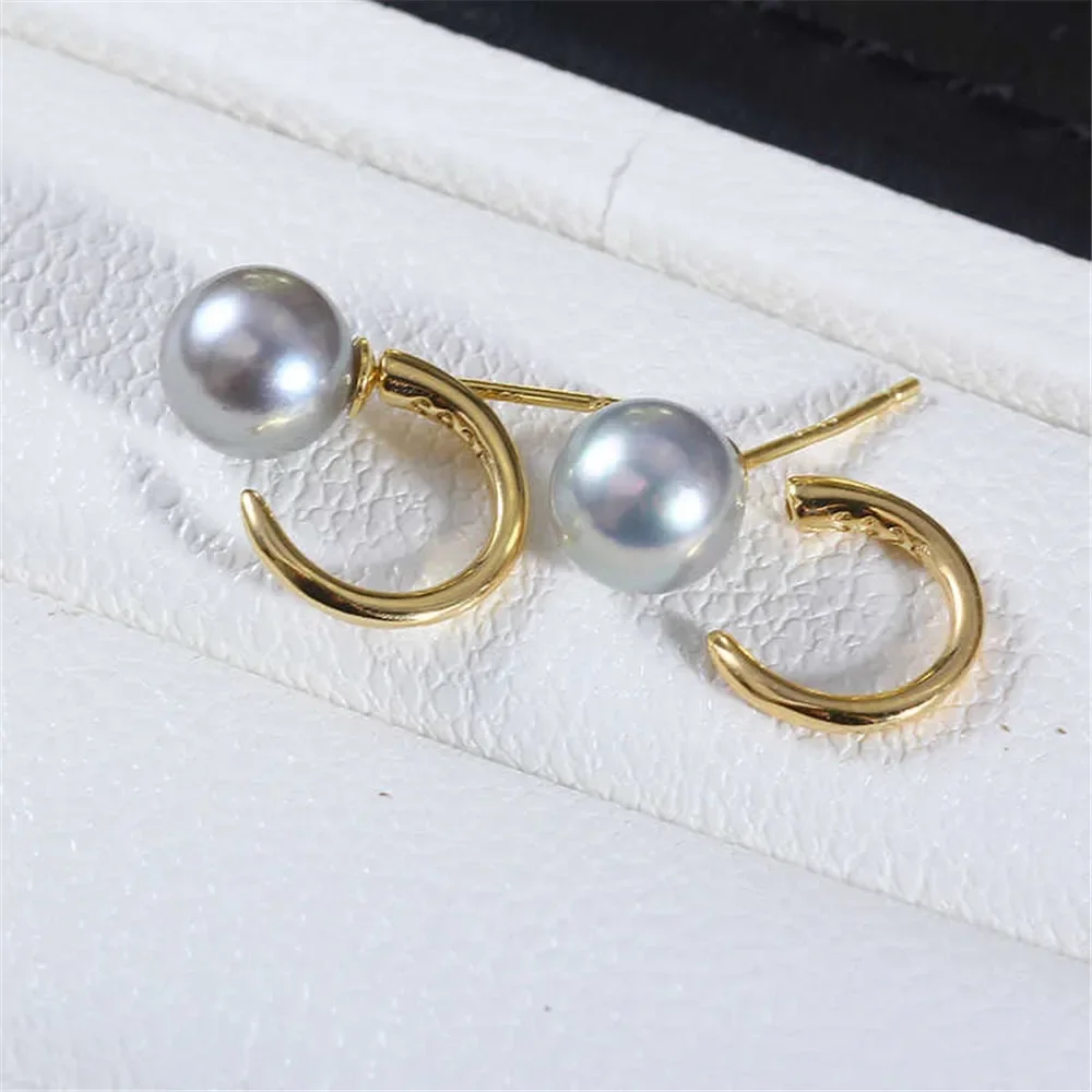 DIY Pearl Accessories New S925 Sterling Silver C-shaped Open Earrings Empty Tray Simple and Fashionable Commuter Versatile Desig