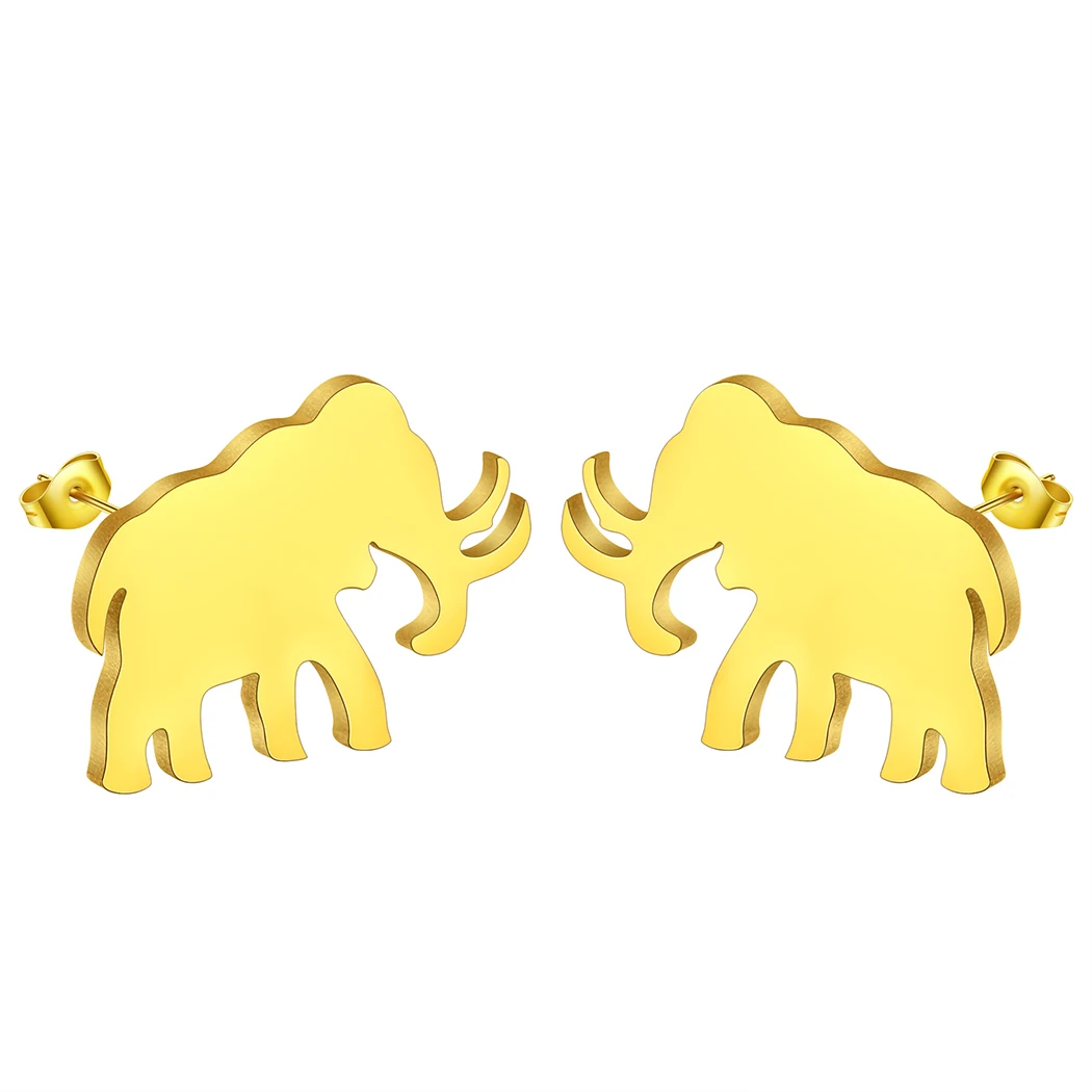 QIAMNI Rhinoceros Stud Earrings Party Wedding Jewelry Birthday Gift Fashion Rhinos Animal Mammoth Dinosaur Earring For Women Men