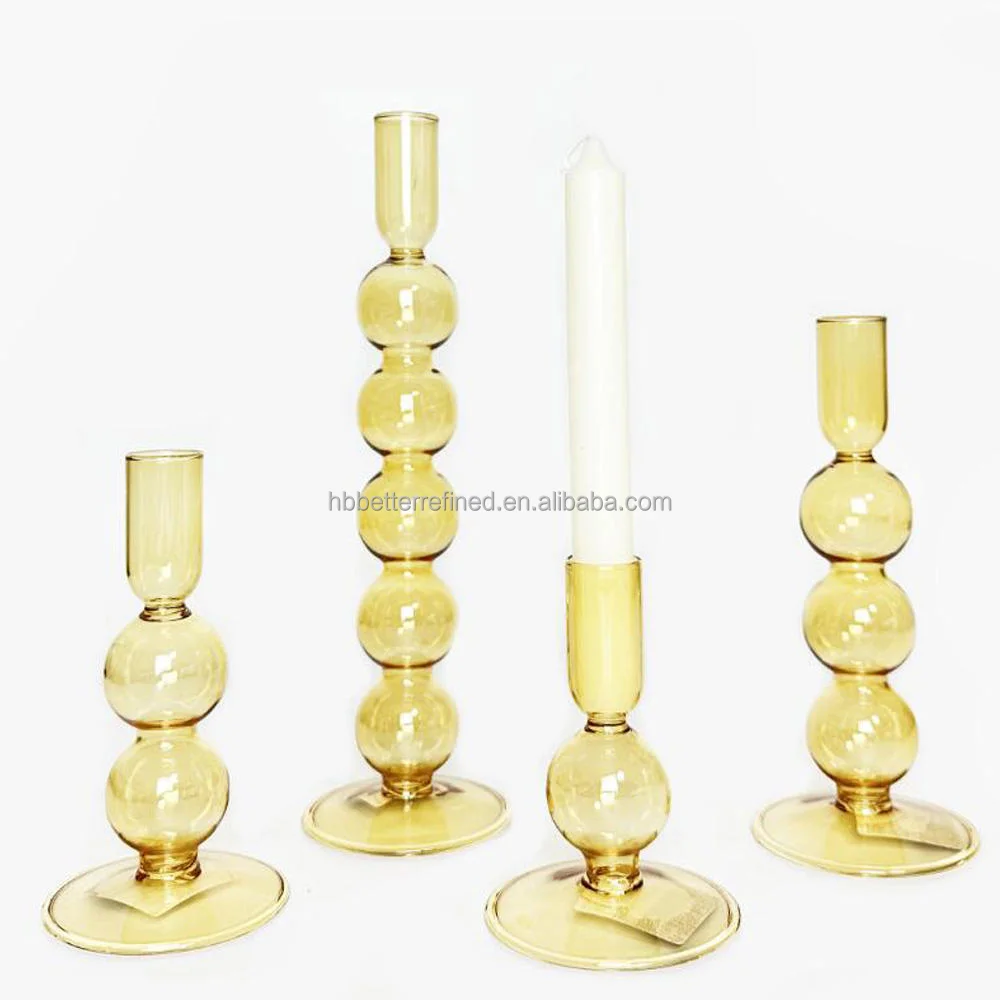 Nordic heat-resistant two-color design borosilicate glass candle holder wedding candle holder.