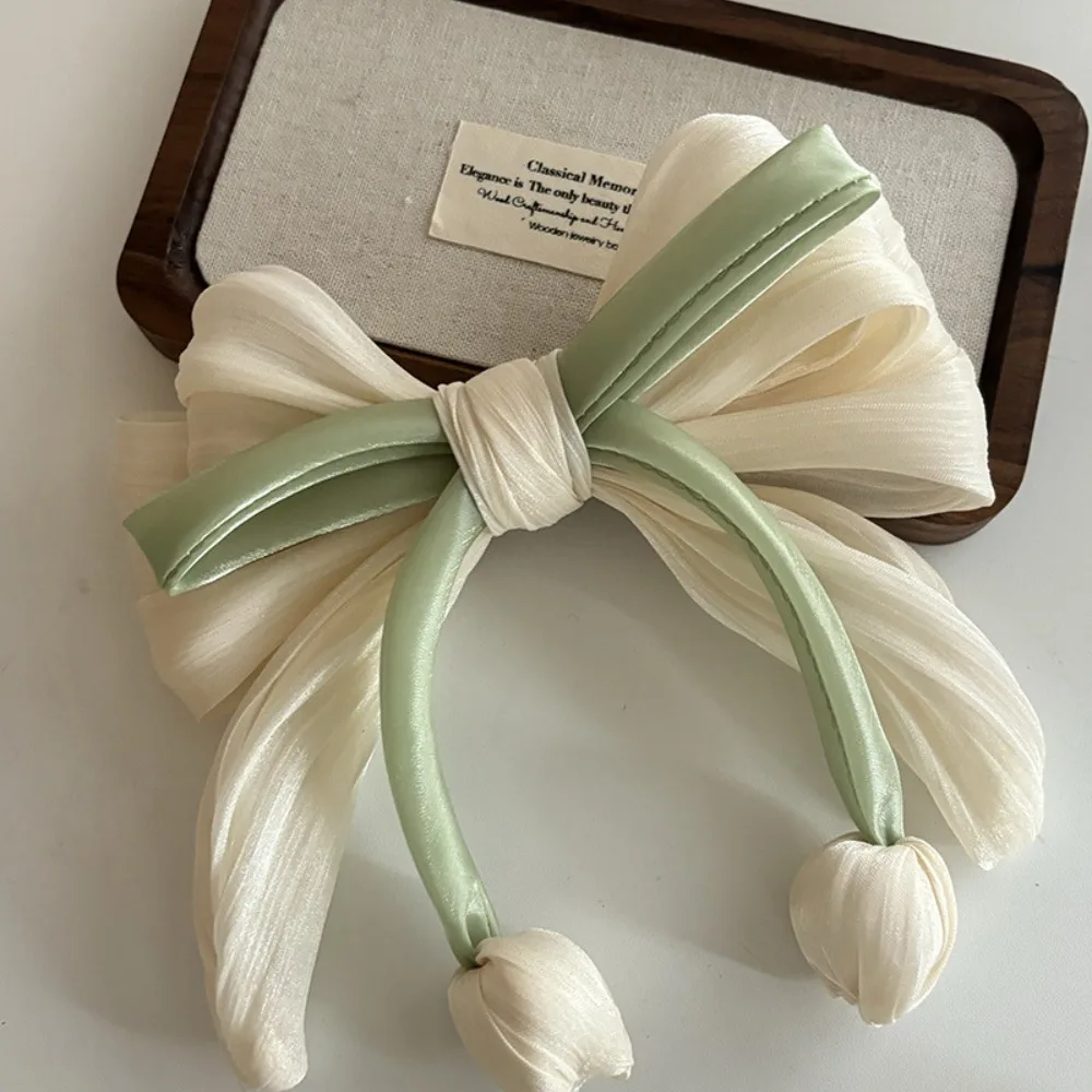 

Fashion Korean Style Tulip Ribbon Hair Ring Cloth Hair Rope Bowknot Hair Clip Hair Tie Ponytail Holder Flower Hair Claw Girl