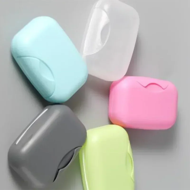 

1pcs Portable Soap Dishes Soap Container Bathroom Acc Travel Home Plastic Soap Box with Cover Small/big Sizes Candy Color