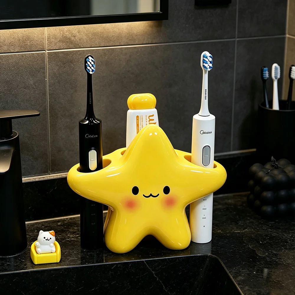2pcs star shaped toothbrush storage rack, moisture-proof and draining toothbrush storage rack