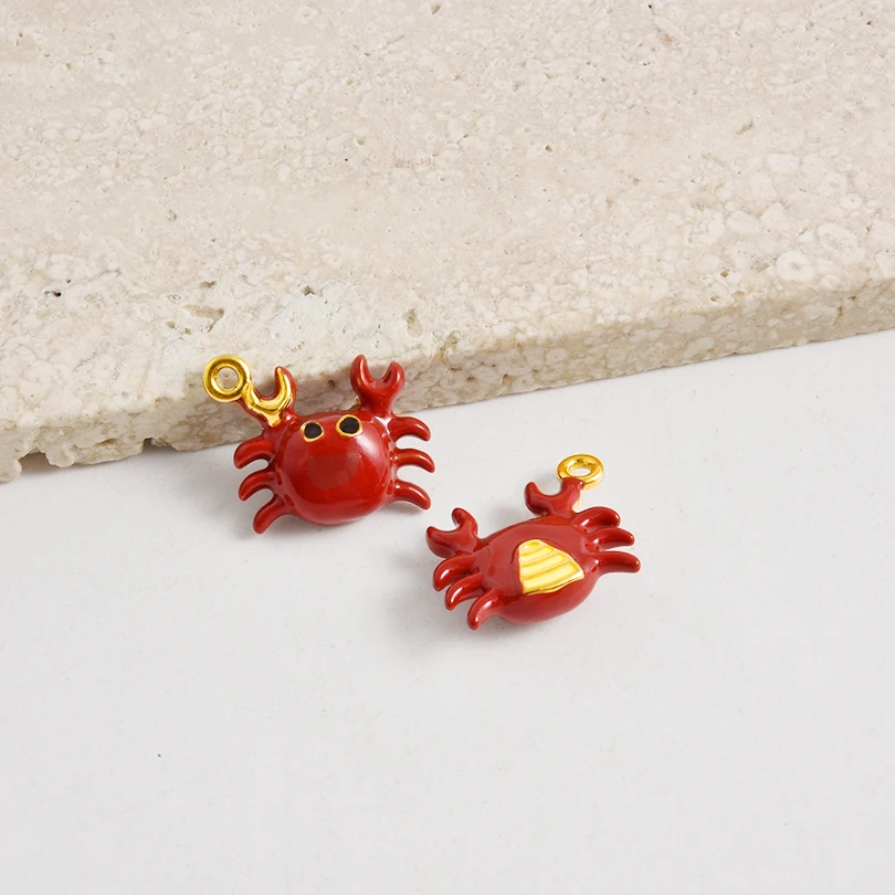Cute 5pcs/Lot Sea Animal Stainless Steel Enamel Pendants Fish Coral Crab Lobster Crab Claw Pendant For DIY Jewelry Making Gift - Image 5