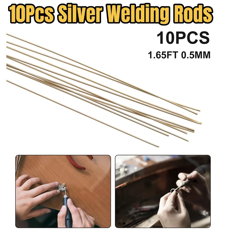 10pcs 1.64ft Silver Welding Rods Gold Soldering Wire Soldering Rods For Jewelry Repair Gold Silver Welding Tool