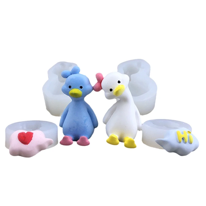 3D simpatico cartone animato anatra stampo in Silicone fai da te candela profumata gesso sapone stampo in resina fatto a mano cottura torta al cioccolato stampo