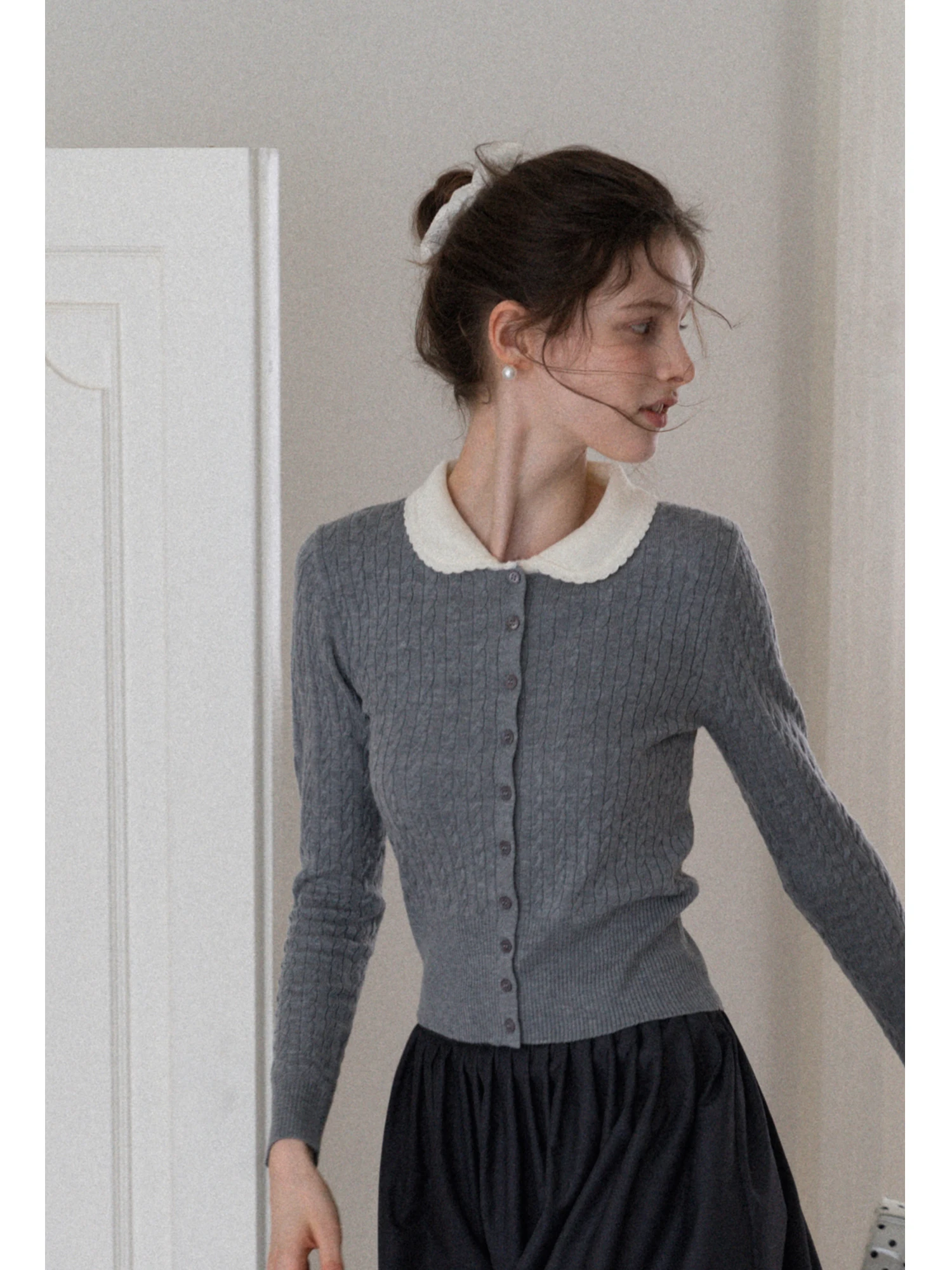 

EGGKA Женский вязаный топ Svel Slim Fit Long Sve ort Вязаный свитер Ранняя осень Открытый кардиган Long Sve ...