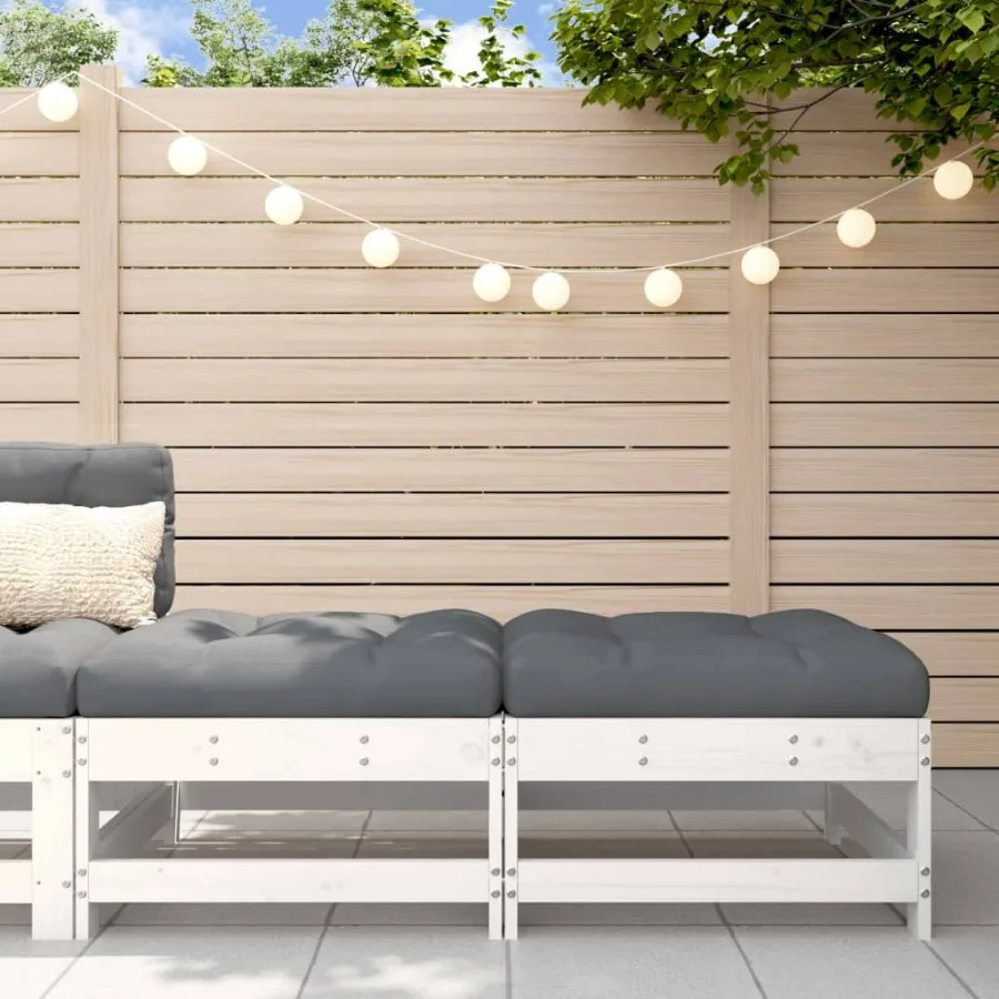 

Patio Footstools with Cushions 2pcs White Solid Wood Pine