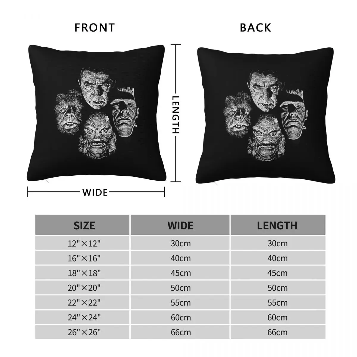 Dracula Wolfman Frankenstein Creature Square Pillowcase Polyester Linen Velvet Pattern Zip Decor Bed Cushion Cover