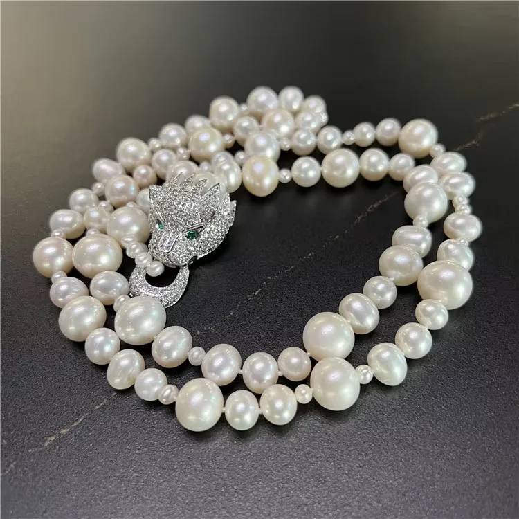 Long 33''3- 13mm White Freshwater  Pearl Long Necklace