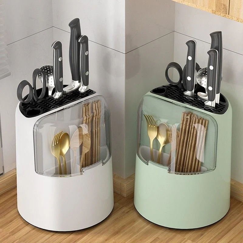 Kitchen Accessory Rotatable Knife Holder Storage Rack Household Multifunctional Tabletop Storage Cutting Tool Chopstick Cage