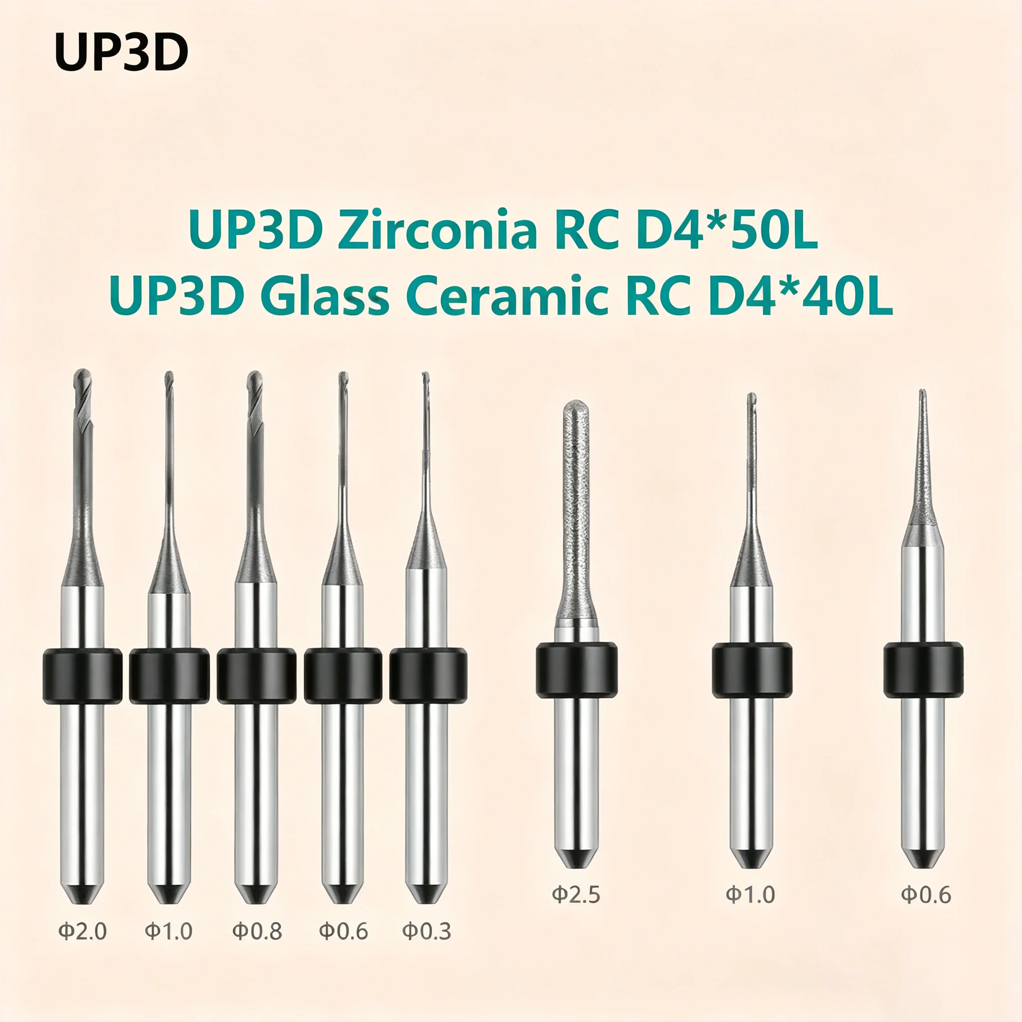 

Dental UP3D Milling Burs For Zirconia PMMA Dental Lab System Dental Materials Cutter Tool Dental Lab CAD/CAM Grinding Tools