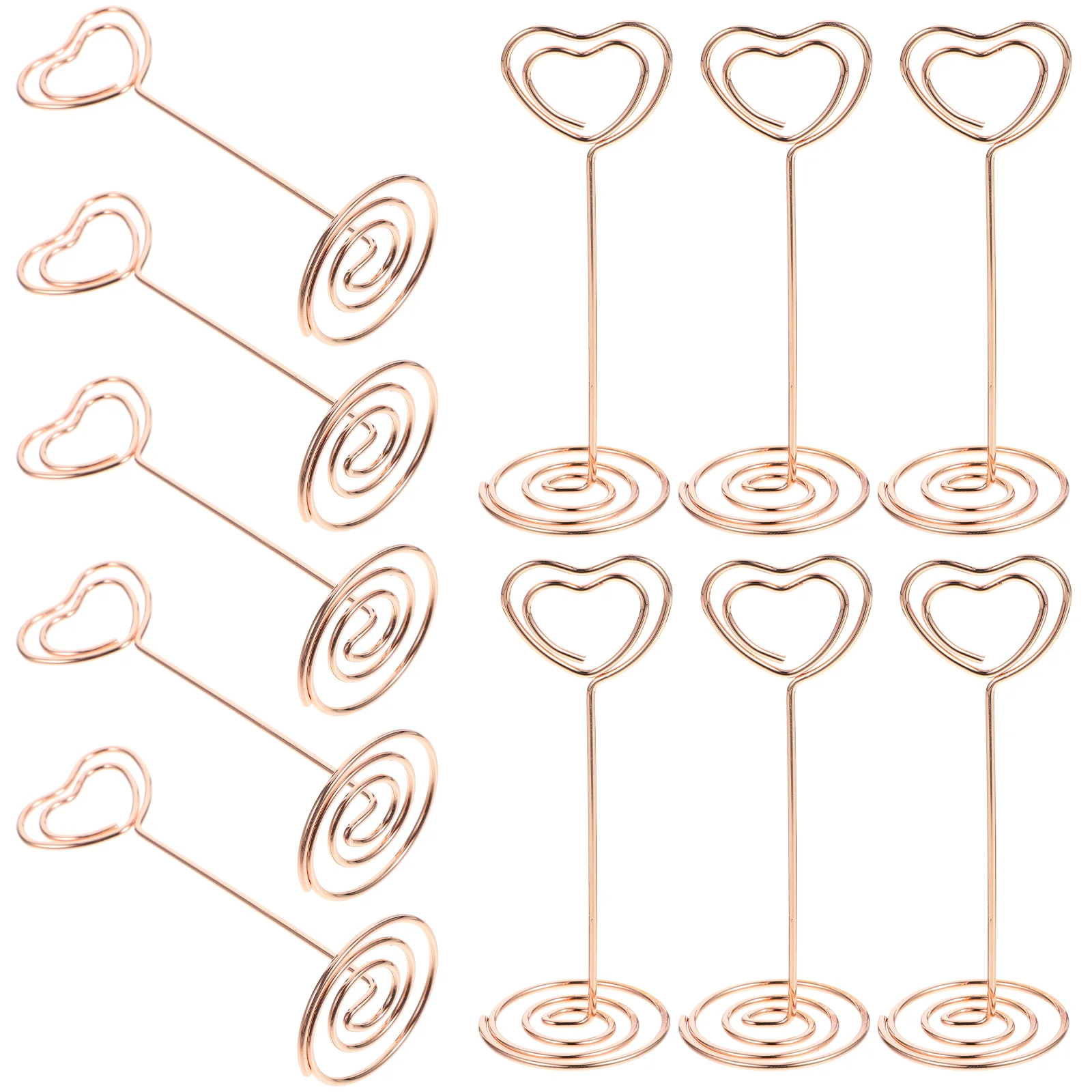 

24 PCS Dinner Table Menu Clips Photo Frame Heart Shape Paper Number Holders Golden