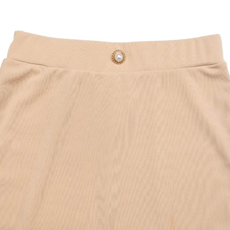 Feminino nova cor sólida botão decoração em camadas fresco doce casual férias rugas resistente se encaixa todos os tipos de corpo a linha saia midi