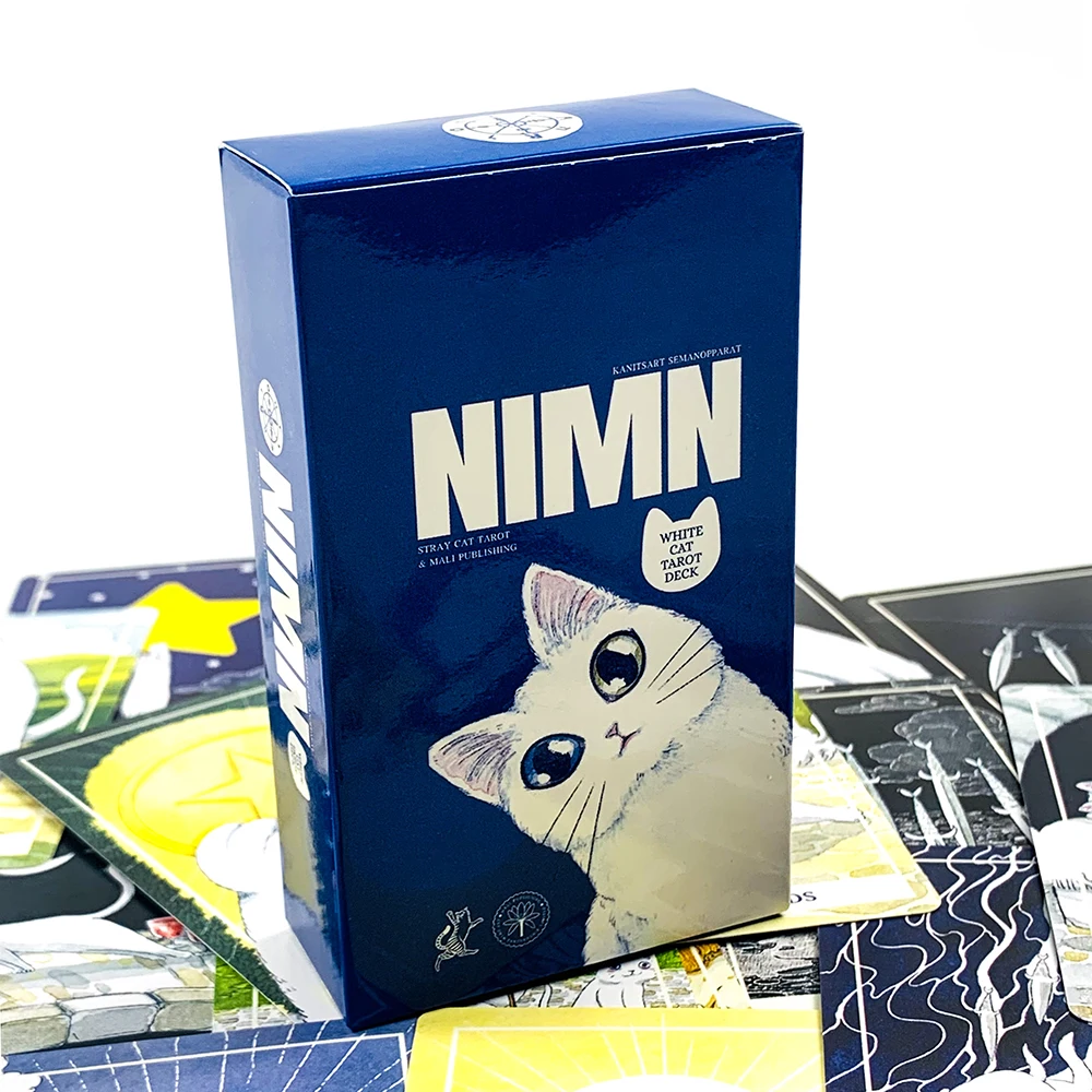 New White Cat Tarot Deck A 78 Cat-Themed Edition Borad Game For Cat Lovers,Great For Divination, Meditation & Party Games
