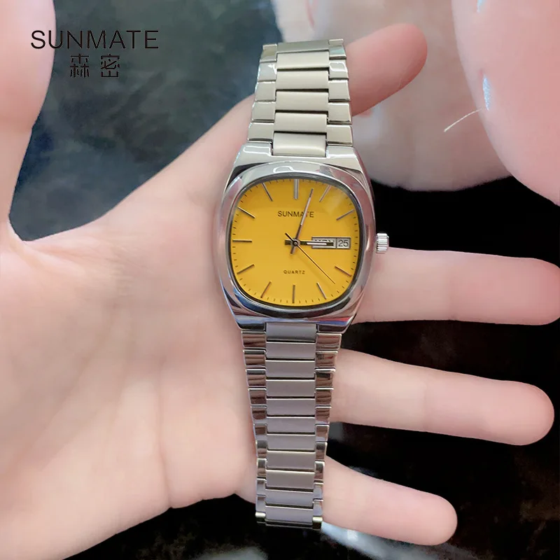 SUNMATE Women Quartz Watch Luxury Classic Roman Numerals Calendar Dial Sliver Stainless Steel Orologio Watches Ladies Wristwatch