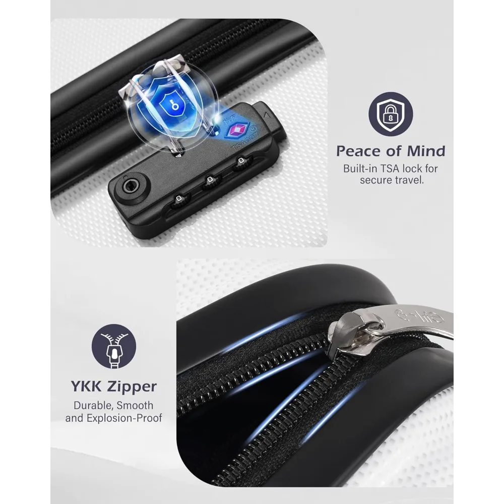 Expandable Suitcase PC+ABS Spinner 20in 24in 28in Carry-On Luggage in Orange, Medium Size 24in for Travel