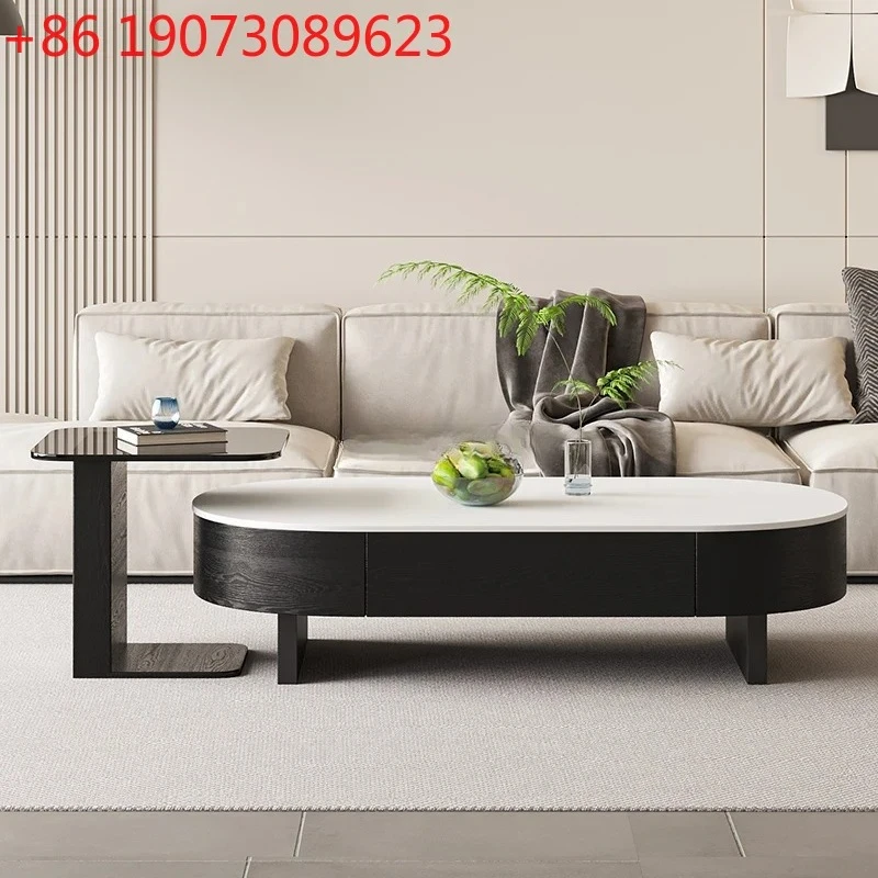 

Кофейный столик в итальянском стиле с каменной столешницей, овальный, из массива дерева, для гостиной, элитный чайный столик