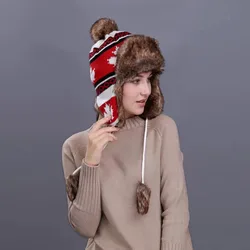 Rear fork ball caps Funny Fashion Autumn Winter Leopard Fur bomber Ball Plush Big ear hats Hat Soft Warm Thick Basin Bucket Hats