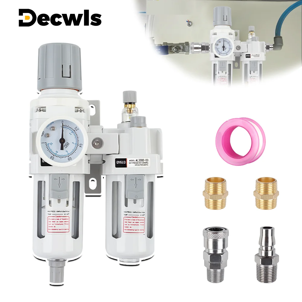 

Pipeline Pressure Regulator,Home Oil-water Separator, Thread 3/8",Including Lubricating Oil Atomizer, Air Source Processing Tool