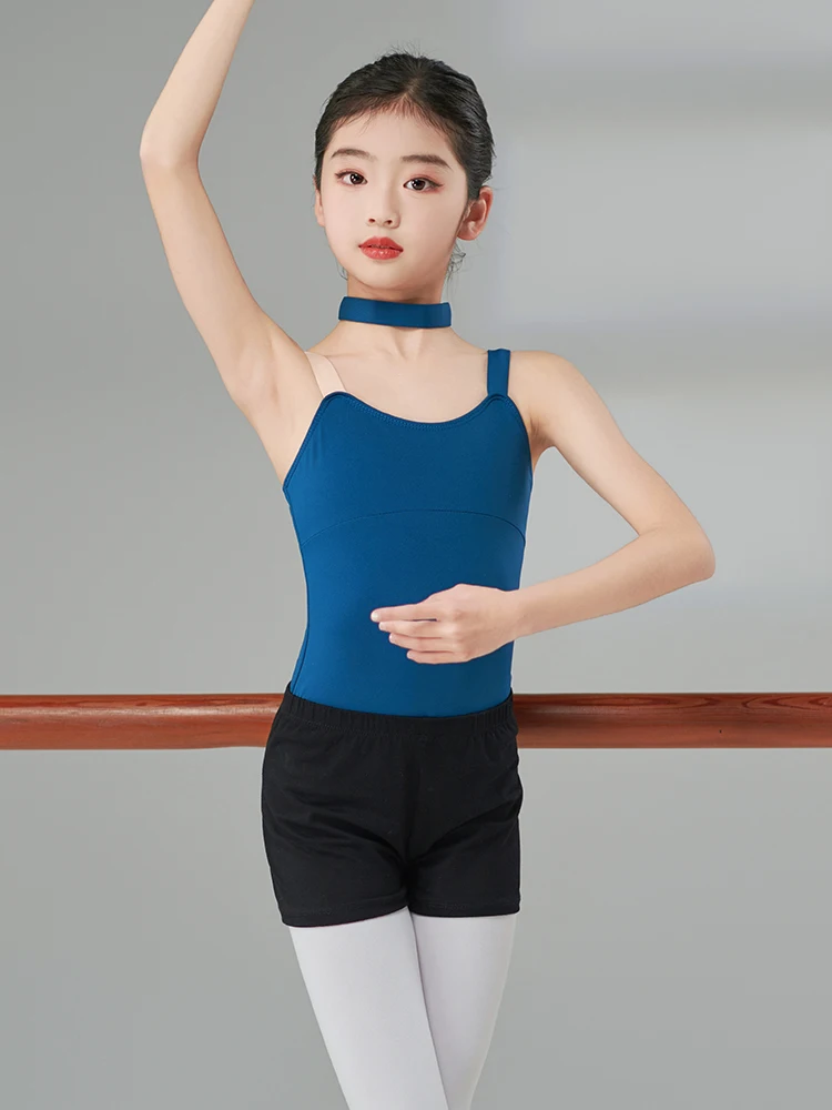 Girl Ballet Leotard With Necklace Camisole Tank Top Gymnastic Talent Show Stage Costume Toddler Dance Outfit Team Basic Summer