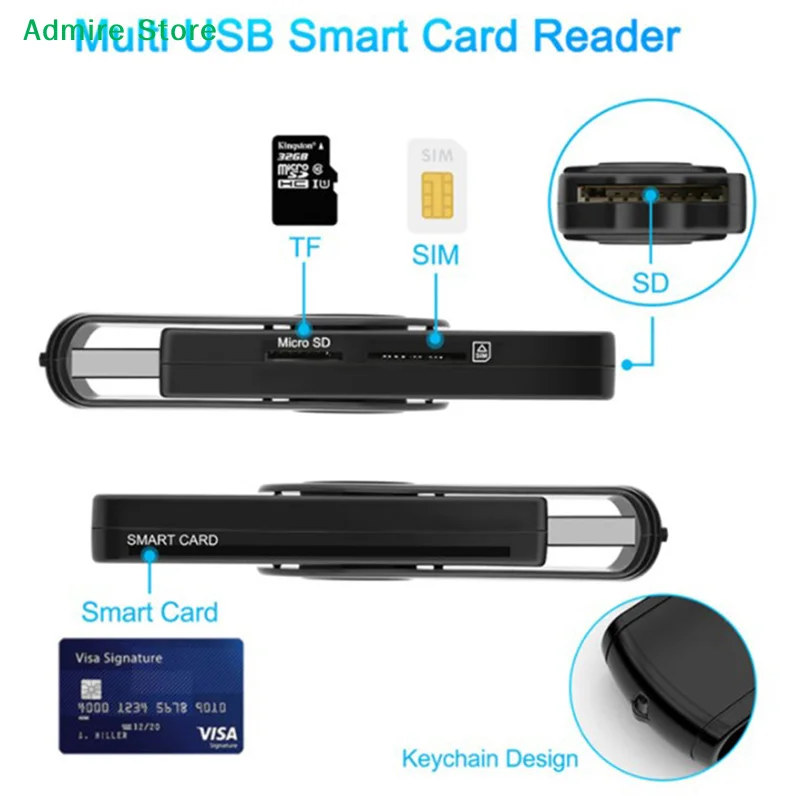 [G]UTHAI X02 USB SIM Smart Card Reader For Bank Card CAC ID SIM  TF/Micro