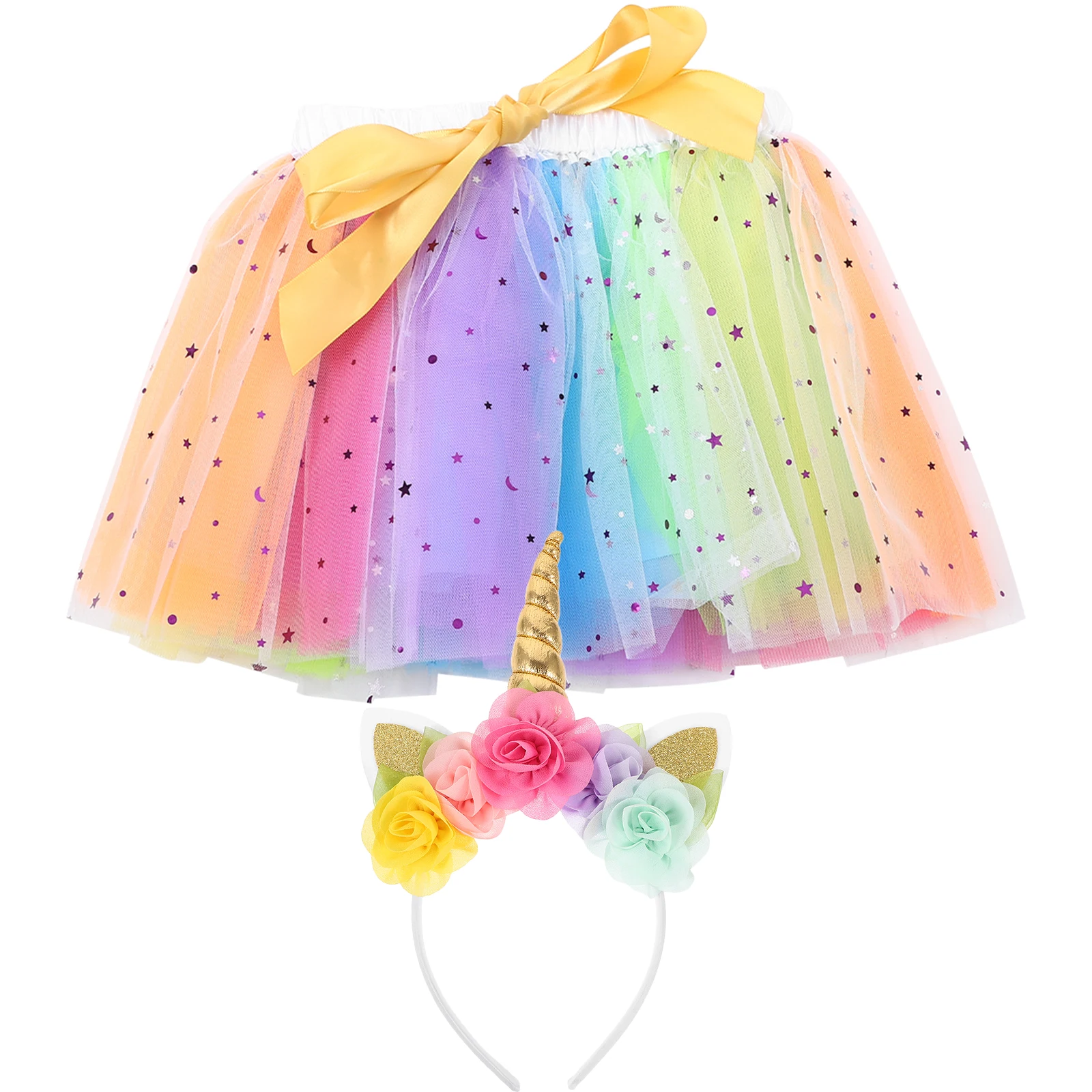 

Headband Short Skirt Suit Kids Clothes Festival Cosplay Costumes Girl Performing Dress Gauze Outfits Reusable Durable Soft