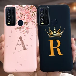 For Vivo Y50 Case Vivo Y30 1935 1938 Luxury Couple Letters Cover Soft TPU Phone Case For Vivo Y50 Y 30 VivoY50 Back Cover Bumper