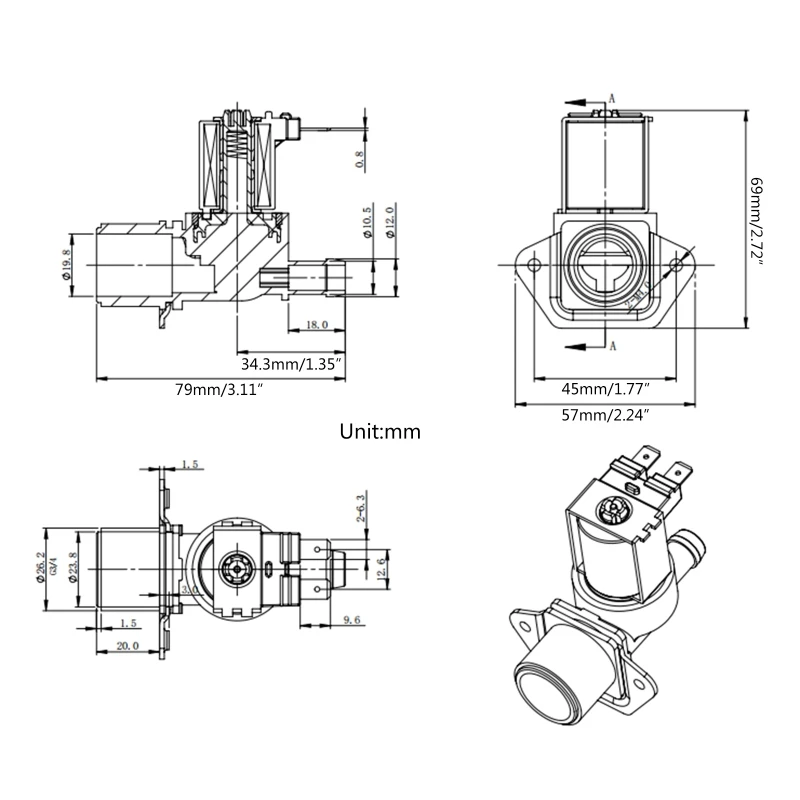 2024 New Water Inlet for Valve Electric Solenoid for Valve 220V/12V/24V3/4\