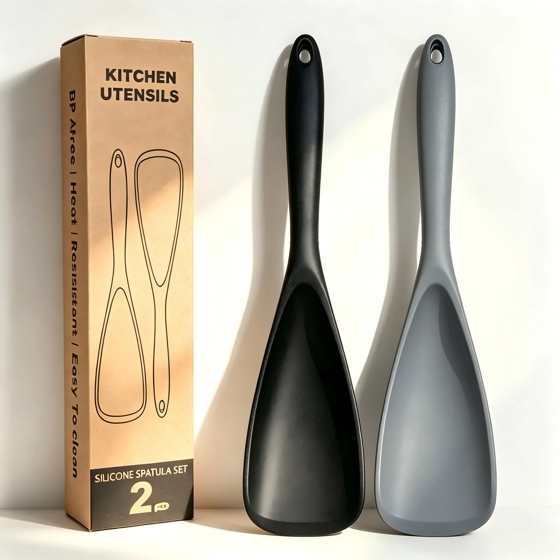 Espátula de silicone multifuncional tipo bico de pato, colher de cozinha resistente ao calor, utensílio para servir salada, colher para gelo e espátula multifuncional.