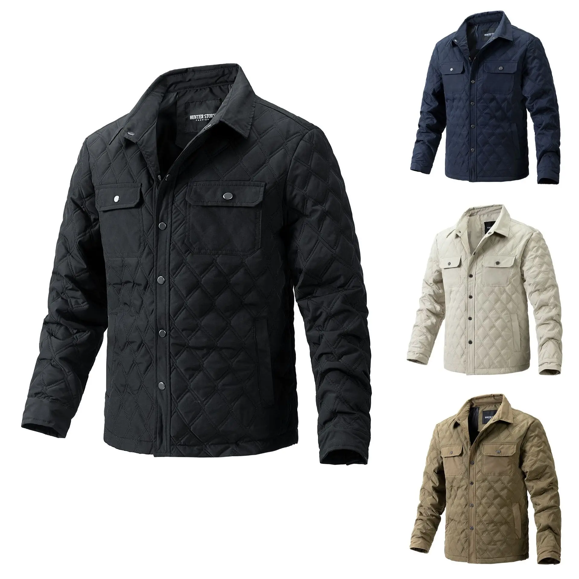 Autumn and winter fashionable men\'s fashion jacket men\'s business top winter men\'s diamond checkered cotton jackets for men