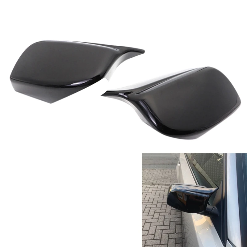 

Car Rearview Side Glass Mirror Cover Trim Rear Mirror Covers Replacement For-BMW E60 E61 E63 E64 2003-2010