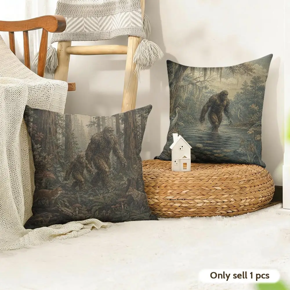 Forest Cryptid Tapestry Cushion Cover Linen Throw Soft Decorative  for Bed Sofa Car Home Decor Pillowcase 45x45cm